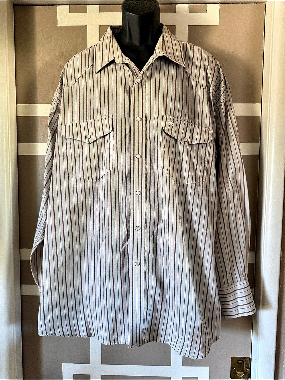 Vintage Resistol Double R Striped Western Pearl Snap Shirt XXL GREAT CONDITION